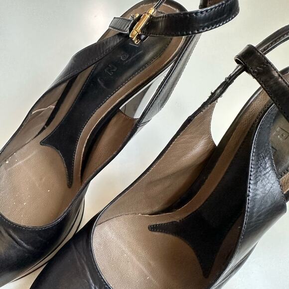 Marni Black Chunky Slingback Heels - Picture 11 of 16
